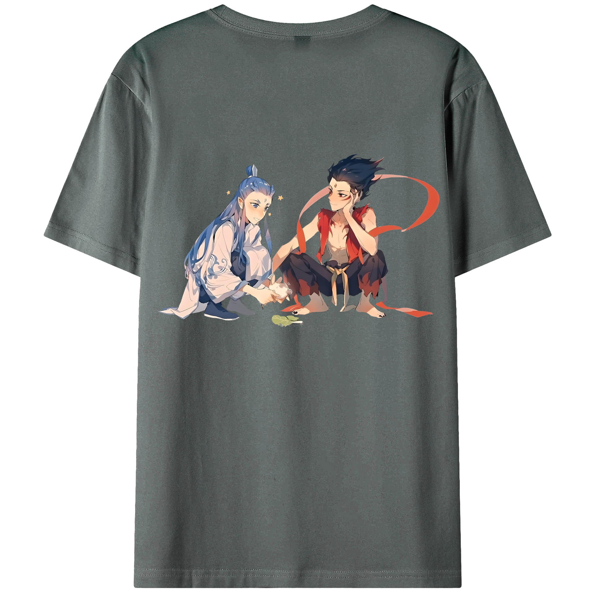 （画像用） Ne Zha 2 ナタ 魔童の大暴れ 綿100％ メンズ半袖Tシャツ（バックプリント） 通気性